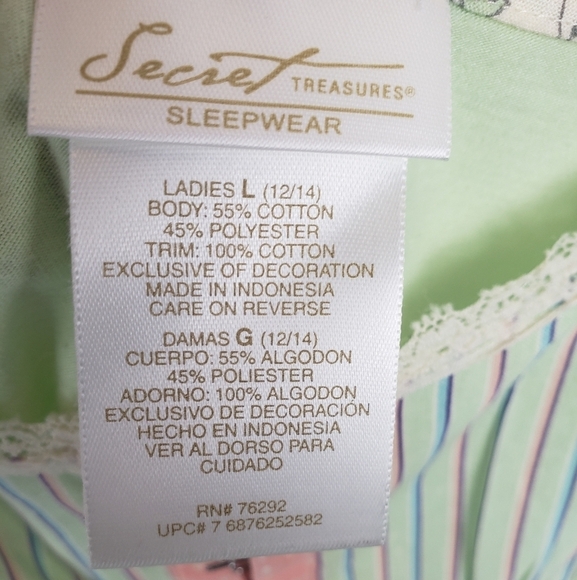Secret Treasures Green Spagetti Strap Gown Sz L - Picture 5 of 8